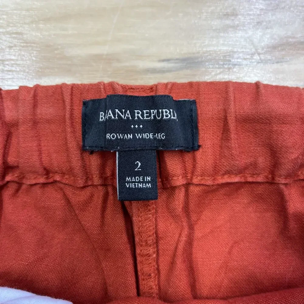 Banana Republic Rowan Wide Leg Crop Pants Linen Blend Womens 2 Boho Preppy